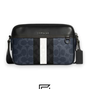 Bags,Leather,Men,Women Graham Crossbody Bag In Blocked Signature Canvas With Varsity Stripe C9965 Coach