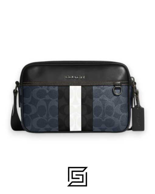 Bags,Leather,Men,Women Graham Crossbody Bag In Blocked Signature Canvas With Varsity Stripe C9965 Coach
