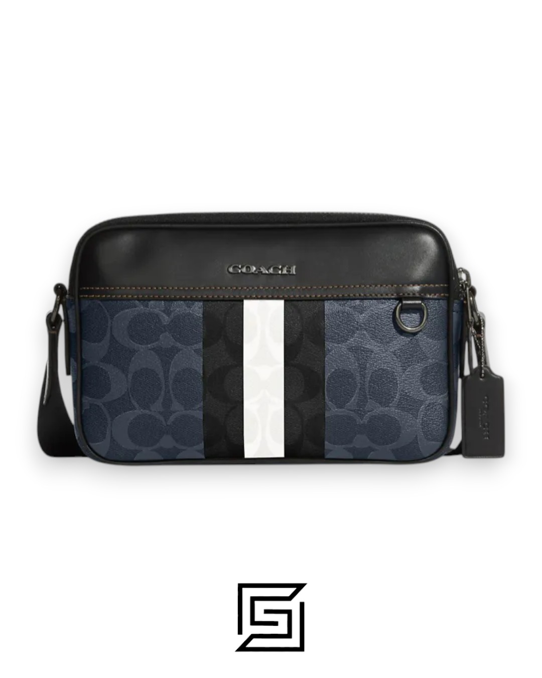 Bags,Leather,Men,Women Graham Crossbody Bag In Blocked Signature Canvas With Varsity Stripe C9965 Coach