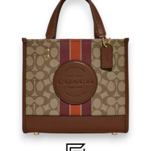 Bags,Leather,Women Dempsey Tote Bag In Signature Jacquard With Stripe And Coach Patch Style No. C8417 Brown Coach