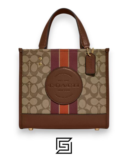 Bags,Leather,Women Dempsey Tote Bag In Signature Jacquard With Stripe And Coach Patch Style No. C8417 Brown Coach