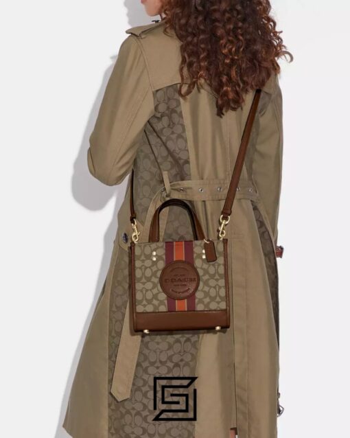 Bags,Leather,Women Dempsey Tote Bag In Signature Jacquard With Stripe And Coach Patch Style No. C8417 Brown Coach