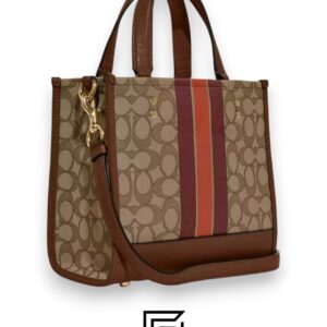 Bags,Leather,Women Dempsey Tote Bag In Signature Jacquard With Stripe And Coach Patch Style No. C8417 Brown Coach