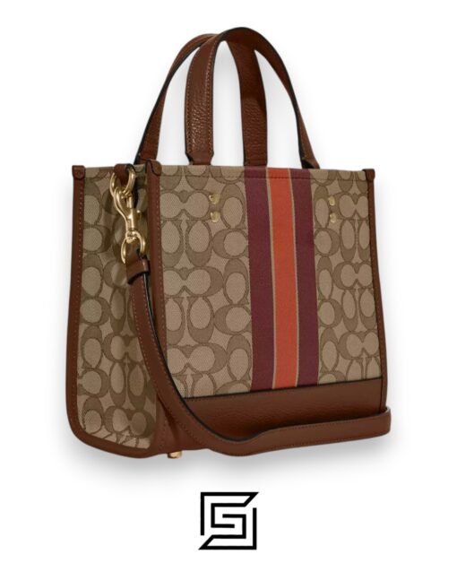 Bags,Leather,Women Dempsey Tote Bag In Signature Jacquard With Stripe And Coach Patch Style No. C8417 Brown Coach