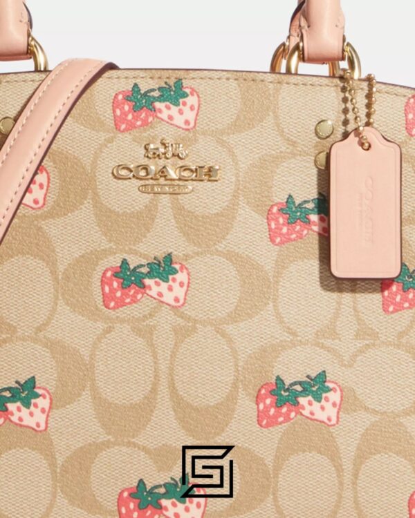 Bags,Leather,Women Mini Lillie Carryall In Signature Canvas With Strawberry Print Style No. CB598 Coach