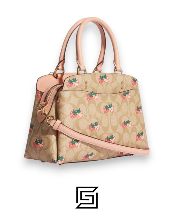 Bags,Leather,Women Mini Lillie Carryall In Signature Canvas With Strawberry Print Style No. CB598 Coach