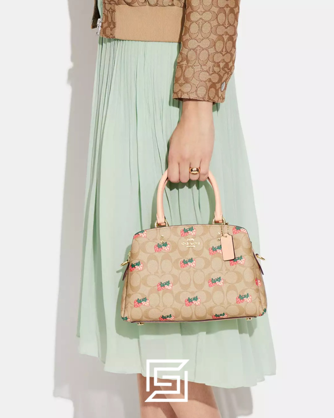 Bags,Leather,Women Mini Lillie Carryall In Signature Canvas With Strawberry Print Style No. CB598 Coach