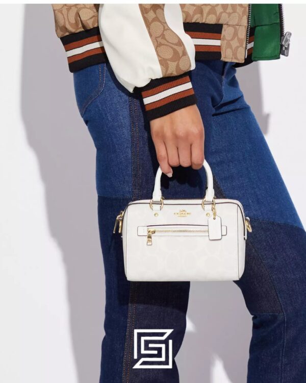 Bags,Leather,Women Mini Rowan Crossbody In Signature Canvas C9947 White Coach