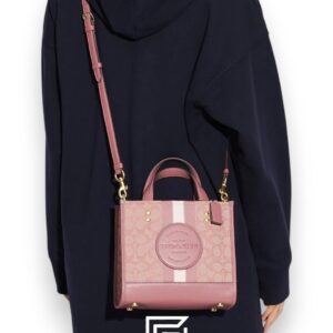 Bags,Leather,Women Dempsey Tote 22 In Signature Jacquard With Stripe And Coach Patch Style No. C8417 Pink Coach