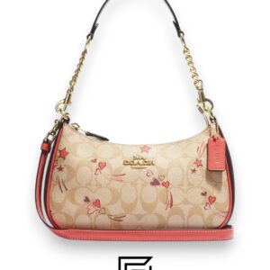 Bags,Leather,Women Teri Shoulder Bag In Signature Canvas With Heart And Star Print CJ644 Coach