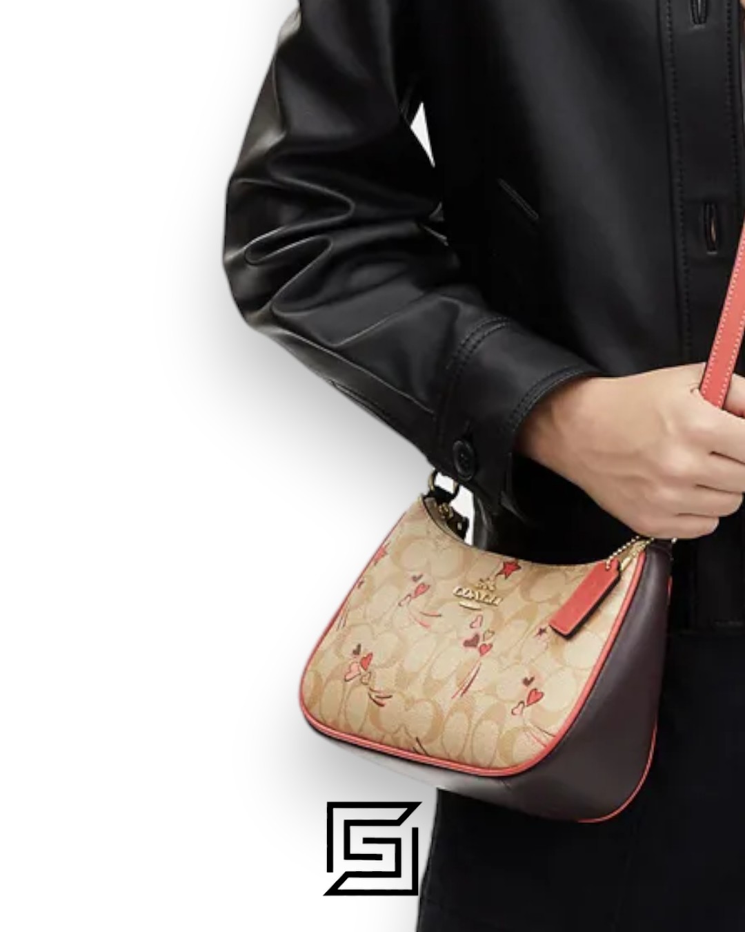 Bags,Leather,Women Teri Shoulder Bag In Signature Canvas With Heart And Star Print CJ644 Coach