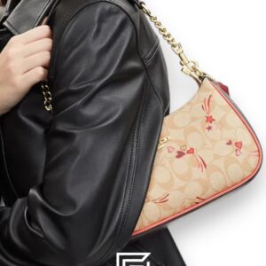 Bags,Leather,Women Teri Shoulder Bag In Signature Canvas With Heart And Star Print CJ644 Coach