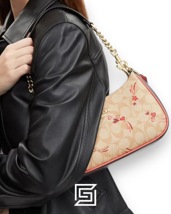 Bags,Leather,Women Teri Shoulder Bag In Signature Canvas With Heart And Star Print CJ644 Coach