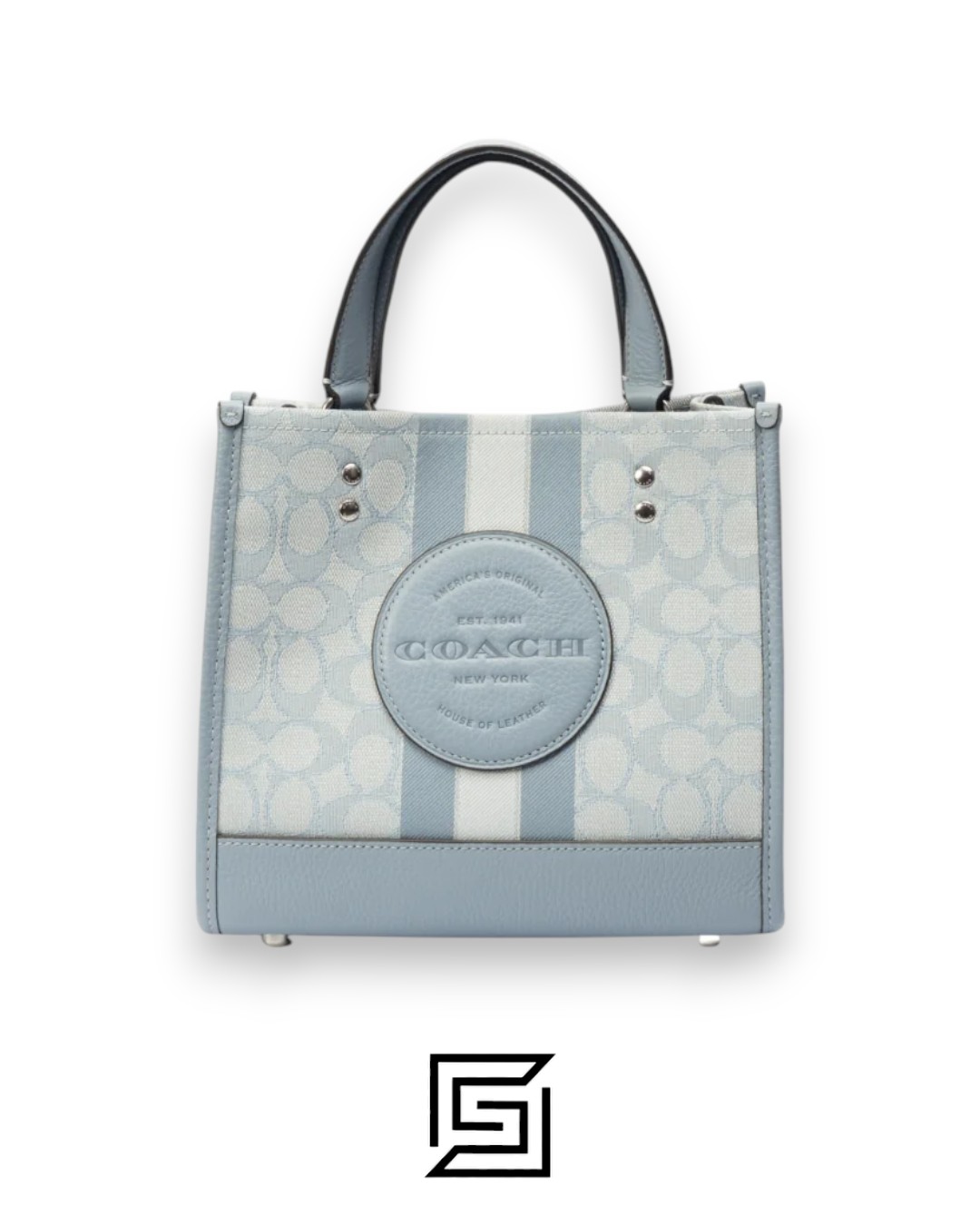 Bags,Leather,Women Dempsey Tote 22 In Signature Jacquard With Stripe And Coach Patch Style No. C8417 Light Blue Coach