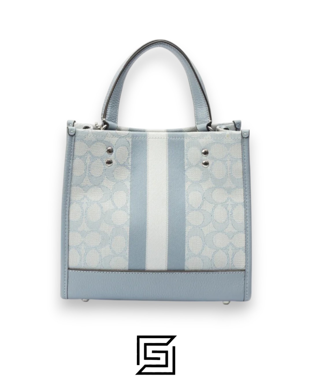 Bags,Leather,Women Dempsey Tote 22 In Signature Jacquard With Stripe And Coach Patch Style No. C8417 Light Blue Coach