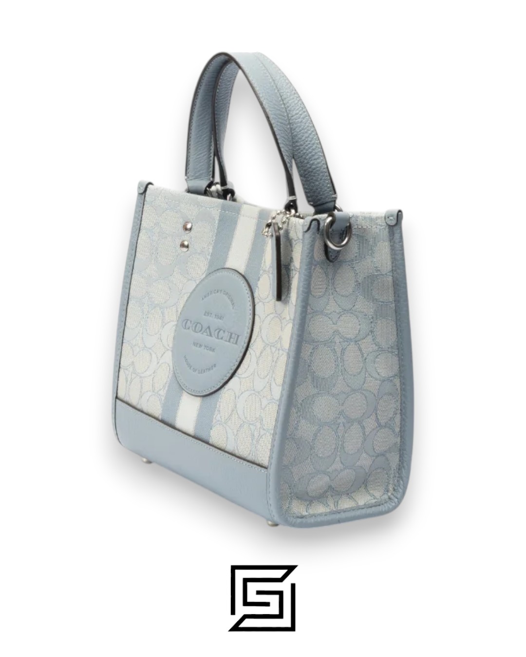 Bags,Leather,Women Dempsey Tote 22 In Signature Jacquard With Stripe And Coach Patch Style No. C8417 Light Blue Coach