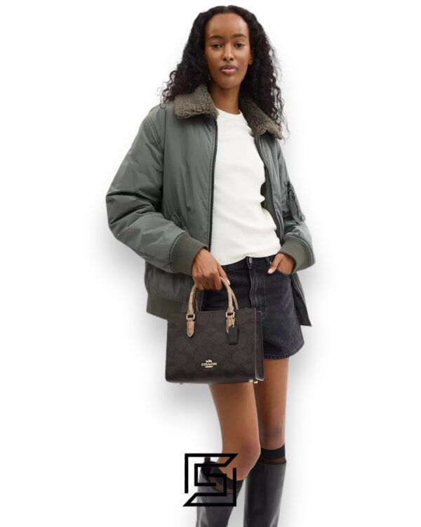 Bags,Leather,Women Maggie Small Tote Bag In Blocked Signature Canvas CY676 Coach