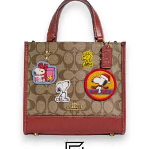 Leather,Women Coach X Peanuts Dempsey Tote Bag 22 In Signature Canvas With Patches CE851 Coach