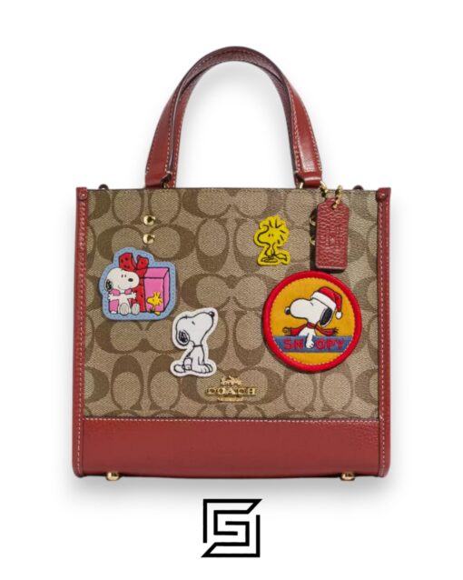 Leather,Women Coach X Peanuts Dempsey Tote Bag 22 In Signature Canvas With Patches CE851 Coach