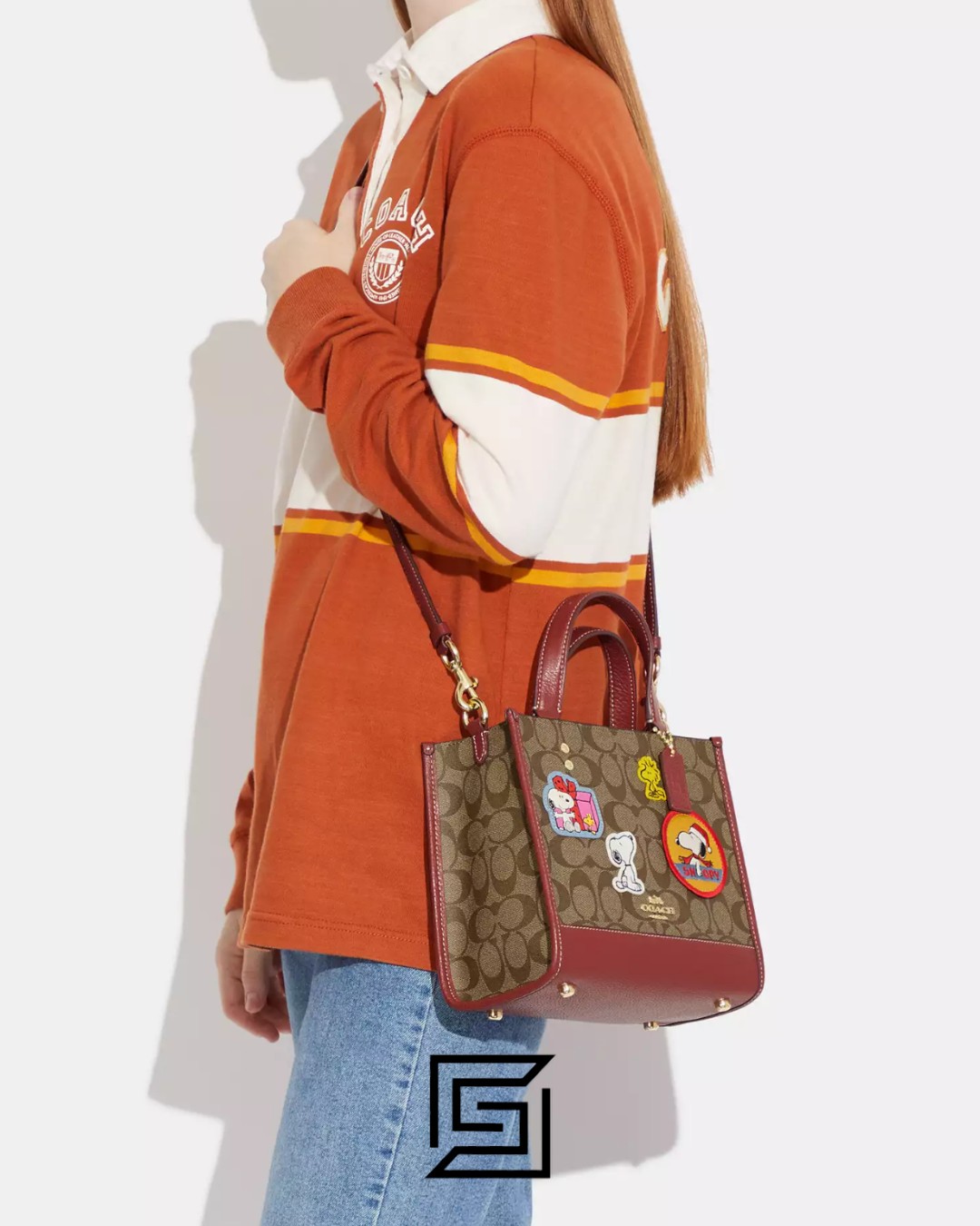 Leather,Women Coach X Peanuts Dempsey Tote Bag 22 In Signature Canvas With Patches CE851 Coach