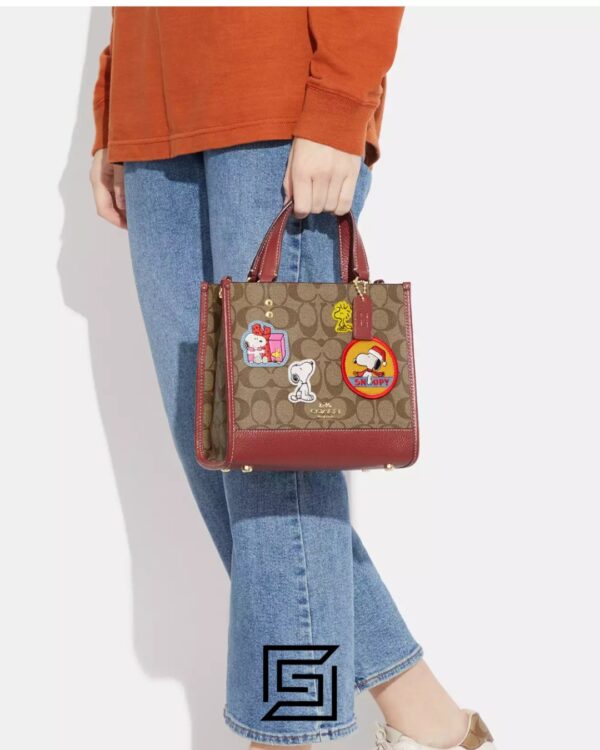 Leather,Women Coach X Peanuts Dempsey Tote Bag 22 In Signature Canvas With Patches CE851 Coach