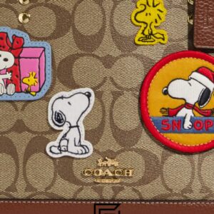 Leather,Women Coach X Peanuts Dempsey Tote Bag 22 In Signature Canvas With Patches CE851 Coach