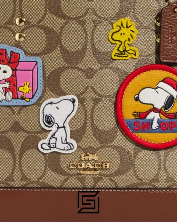 Leather,Women Coach X Peanuts Dempsey Tote Bag 22 In Signature Canvas With Patches CE851 Coach
