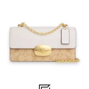 Leather,Women Eliza Flap Crossbody Bag In Signature Canvas CR528 White Coach