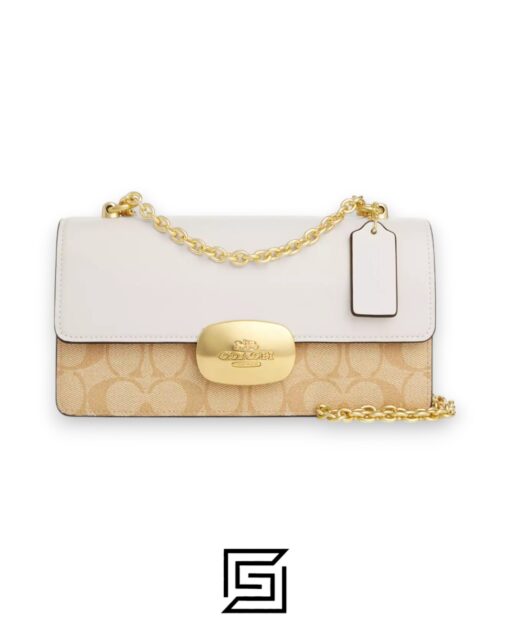 Leather,Women Eliza Flap Crossbody Bag In Signature Canvas CR528 White Coach