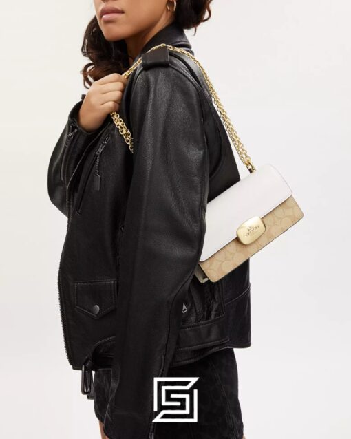 Leather,Women Eliza Flap Crossbody Bag In Signature Canvas CR528 White Coach