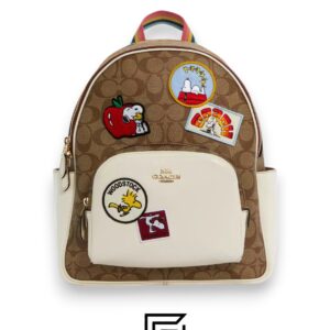 Bags,Leather,Women Coach X Peanuts Court Backpack In Signature Canvas With Varsity Patches C4115 Coach