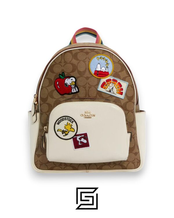 Bags,Leather,Women Coach X Peanuts Court Backpack In Signature Canvas With Varsity Patches C4115 Coach