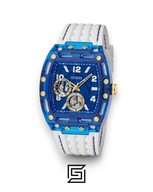 Alternative view of GUESS MEN BLUE Tone Analog RABERR WHITE BAND Watch - GW0499G6