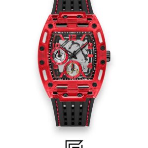 ⁦GUESS MEN RED Tone Analog Band Color BLACK WATCH GW0499G4⁩ - الصورة ⁦1⁩