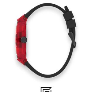 ⁦GUESS MEN RED Tone Analog Band Color BLACK WATCH GW0499G4⁩ - الصورة ⁦3⁩