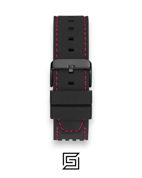 GUESS MEN RED Tone Analog Band Color BLACK WATCH GW0499G4