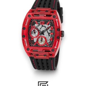 ⁦GUESS MEN RED Tone Analog Band Color BLACK WATCH GW0499G4⁩ - الصورة ⁦2⁩