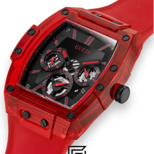 ⁦GUESS MEN RED Tone Analog Band Color RED WATCH GW0203G5⁩ - الصورة ⁦5⁩