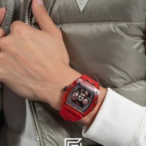 ⁦GUESS MEN RED Tone Analog Band Color RED WATCH GW0203G5⁩ - الصورة ⁦6⁩