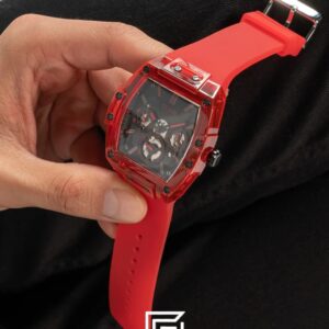 ⁦GUESS MEN RED Tone Analog Band Color RED WATCH GW0203G5⁩ - الصورة ⁦8⁩