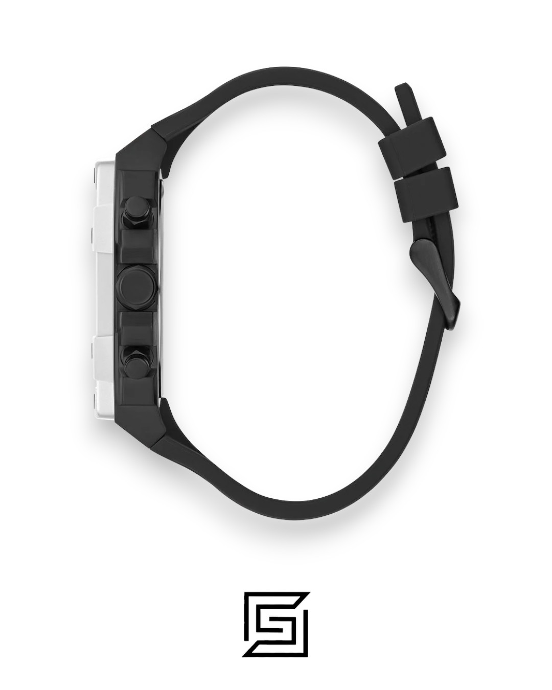 ⁦GUESS MEN BLACK Tone Analog Band Color	BLACK SILICON WATCH GW0579G1⁩ - الصورة ⁦3⁩