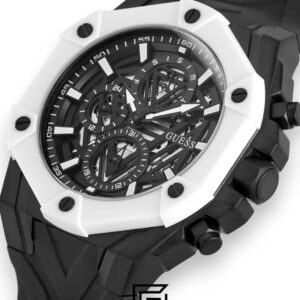 ⁦GUESS MEN BLACK Tone Analog Band Color	BLACK SILICON WATCH GW0579G1⁩ - الصورة ⁦5⁩