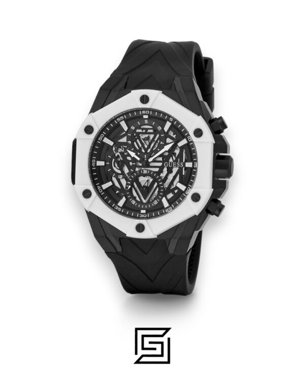 GUESS MEN BLACK Tone Analog Band Color	BLACK SILICON WATCH GW0579G1