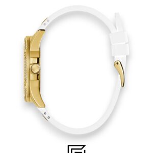 GUESS Ladies Gold Tone Analog Band White Silicone Watch GW0536L2 - Image 3