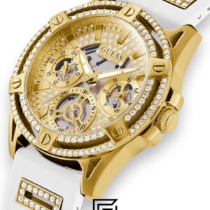 GUESS Ladies Gold Tone Analog Band White Silicone Watch GW0536L2 - Image 5