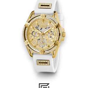 GUESS Ladies Gold Tone Analog Band White Silicone Watch GW0536L2 - Image 2