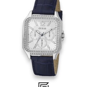 GUESS Ladies SILVER Tone Analog BAND Leather BLUE Watch GW0309L1 - Image 2