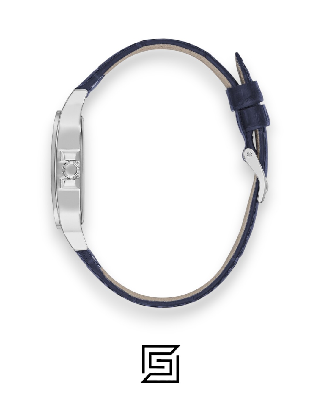 GUESS Ladies SILVER Tone Analog BAND Leather BLUE Watch GW0309L1 - Image 3