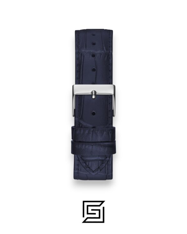 GUESS Ladies SILVER Tone Analog BAND Leather BLUE Watch GW0309L1
