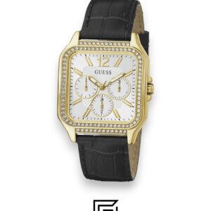 GUESS Ladies GOLD Tone Analog BAND Leather BLACK Watch GW0309L2 - Image 2